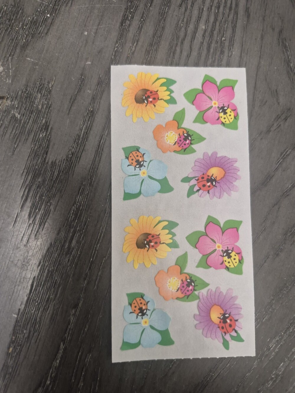 Multicolor Floral Ladybug Sticker Sheet - Bright Flower Decals